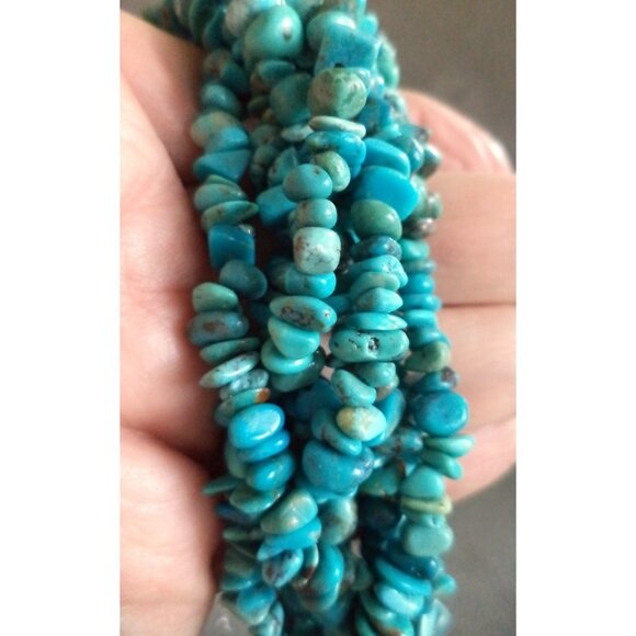 Vtg 7 Strand TURQUOISE Bib NECKLACE Layered STERLING Silver Clasp - Adj 17-20" - Picture 6 of 6